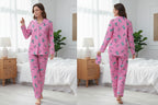 MEYVE DESENLİ DÜĞMELİ SÜET PİJAMA TAKIMI