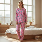 MEYVE DESENLİ DÜĞMELİ SÜET PİJAMA TAKIMI