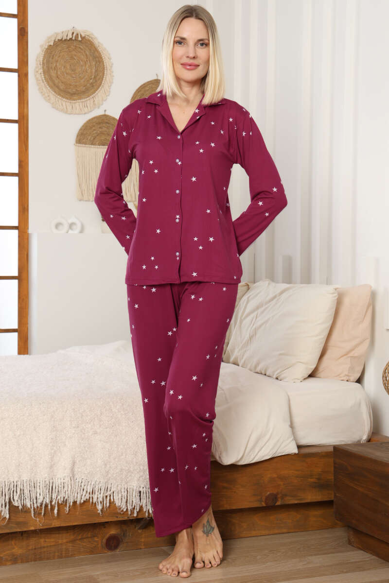 MİLAN YILDIZLI GÖMLEK YAKA PİJAMA TAKIMI