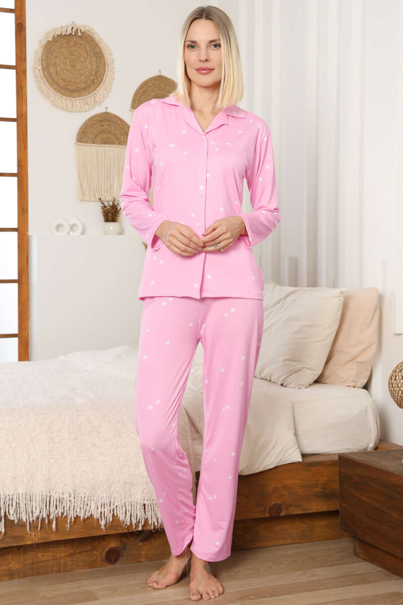 MİLAN YILDIZLI GÖMLEK YAKA PİJAMA TAKIMI