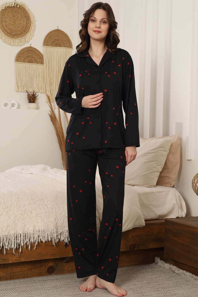 MİLAN YILDIZLI GÖMLEK YAKA PİJAMA TAKIMI
